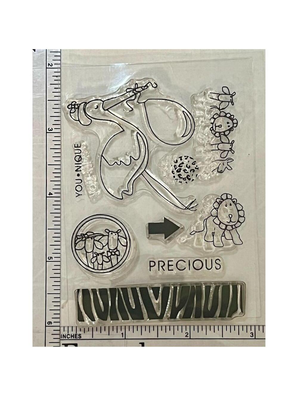 Baby Clear Stamp Set Stork Lion Animals Card Making Scrapbooking Craft